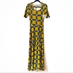 NWT LuLaRoe Ana Yellow and Green Plaid Maxi Dress
